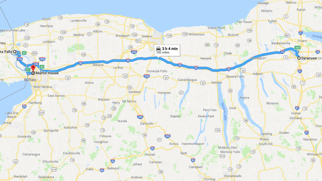 Niagara Falls, NY Excursion Map Map of route from Syracuse to Niagara Falls, NY